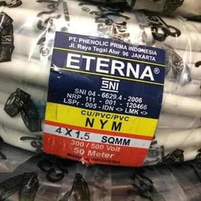 Kabel Listrik Kawat Putih NYM 4 x 1.5 4 x 1,5 4x1,5 4x1.5 Eterna (Meteran) Kabel NYM 4 x 1,5mm 4 x 1