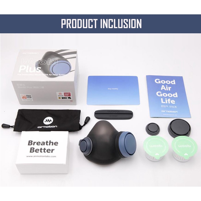AIRMOTION WOOBI PLUS - Masker Anti Polusi F95 Micro-HEPA PM2.5 Filter