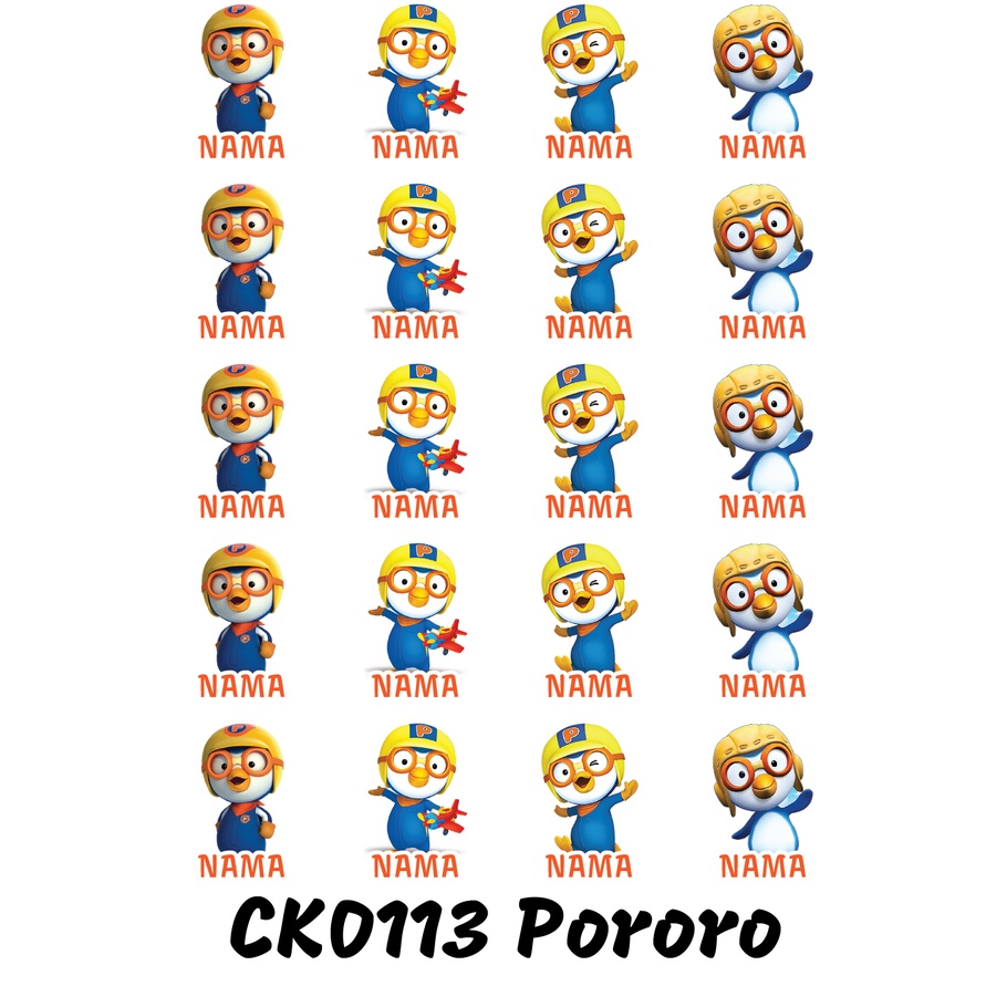 

Sticker Nama Cutting Label Waterproof Tahan Air Pororo (CK113)