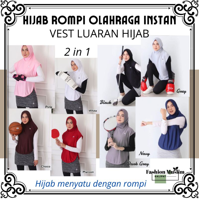 Rompi Vest Baju Luaran Hijab Sport Baju Olahraga Baju Lari Senam Sepeda Modest Wear FMG90219
