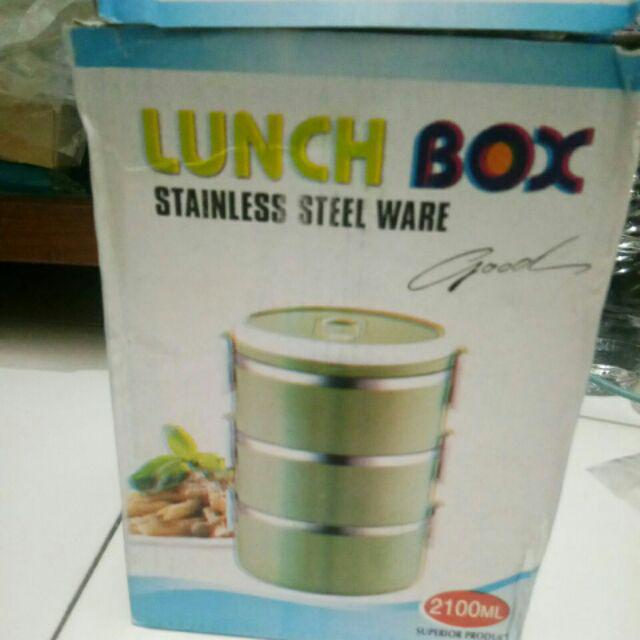 [disiniaja] Rantang / Lunch Box Kotak Makan / Bekal Stainless Susun 3 Warna