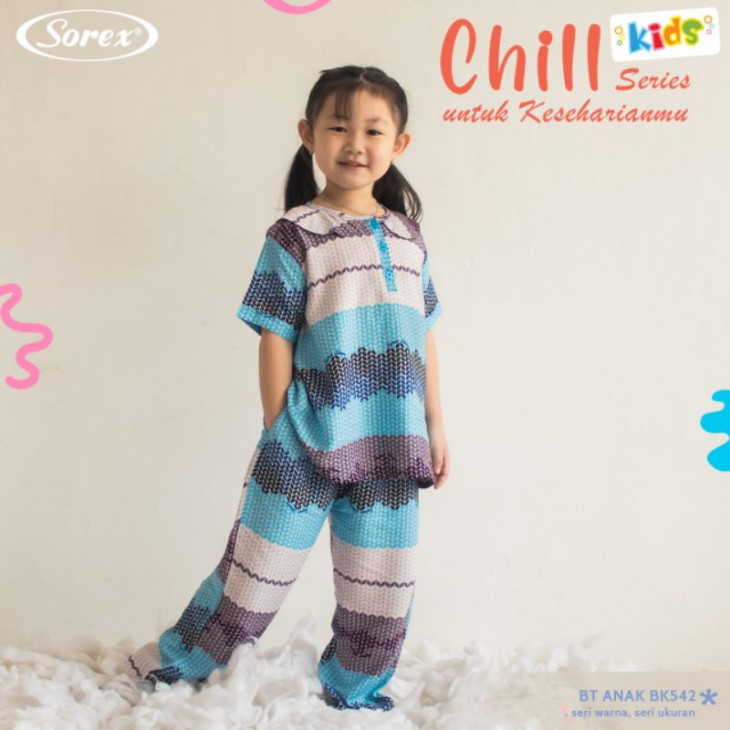 Sorex Kids BK 542 Baju Tidur Anak perempuan 1 Set Atasan pendek + Celana Panjang chilli Series Piyama