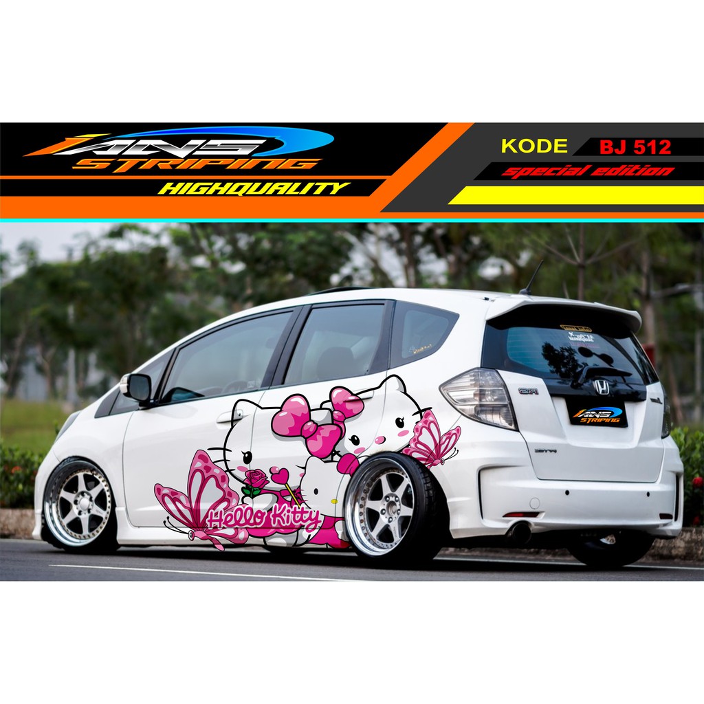 STICKER VARIASI MOBIL JAZZ BRIO AGYA SIGRA YARIS / DECAL STICKER MOBIL TERBARU HELLO KITTY / STICKER