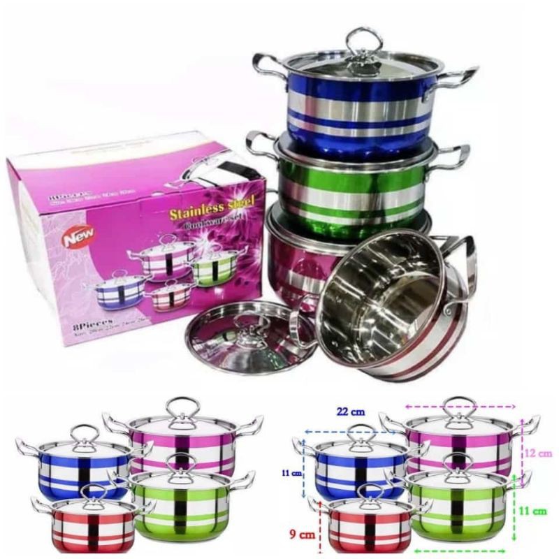 Panci Warna Warni Stainless Steel 4 Susun