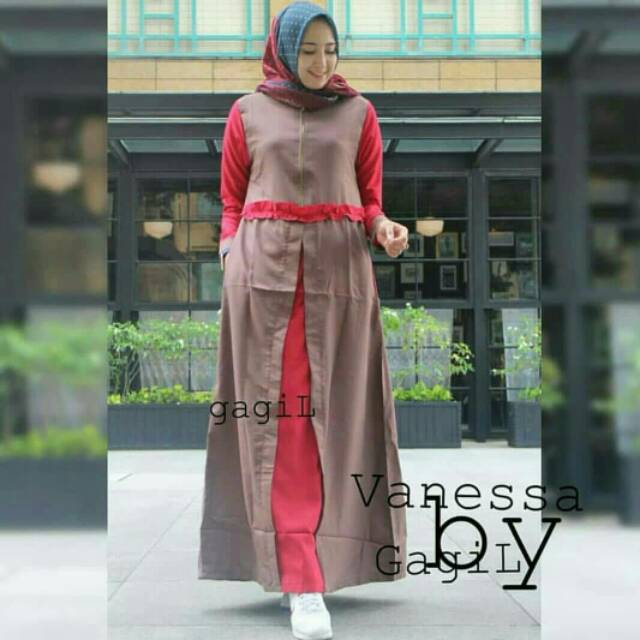 grosir gamis bandung VANESSA DRESS MURAH gamis cantik casual dress gamis busui baju hijab bandung