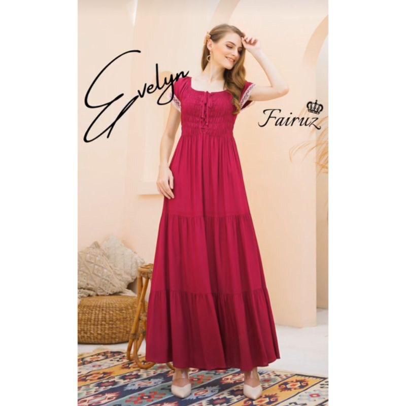 Daster Arab FAIRUZ EVELYN Long Dress Rayon sabrina Top crop super klok