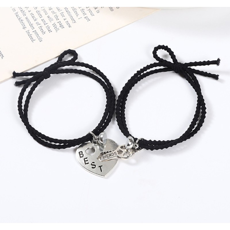 1 Set Gelang BEST FRIEND Tali Magnet Couple Pasangan Hip Hop Korea Fashion Lock Kunci