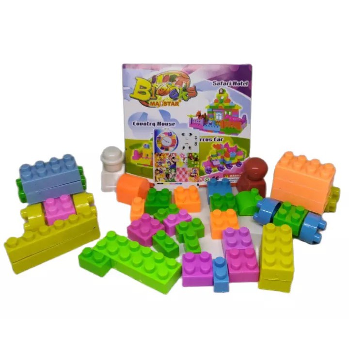 1 PACK ISI 40 PCS Mainan Anak DIY Building Block Robot Mobil Blok Susun Teka Teki Puzzle Murah