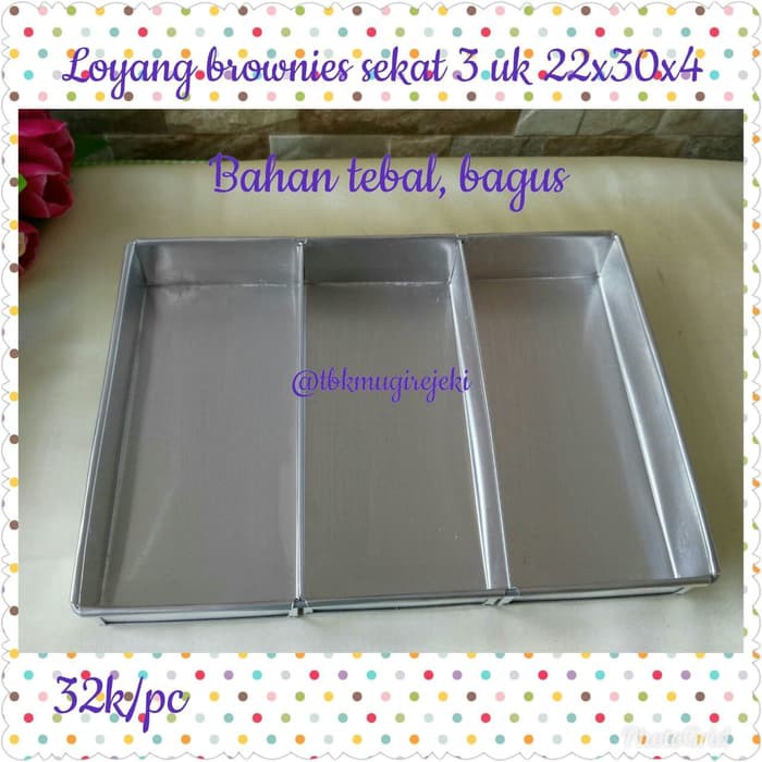 Loyang Brownies Sekat 3 uk 22x30x4 - Loyang Cake