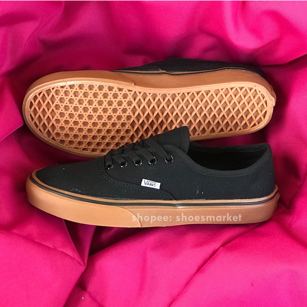 OBRAL SEPATU VANS AUTHENTIC BLACK GUM LIST HITAM