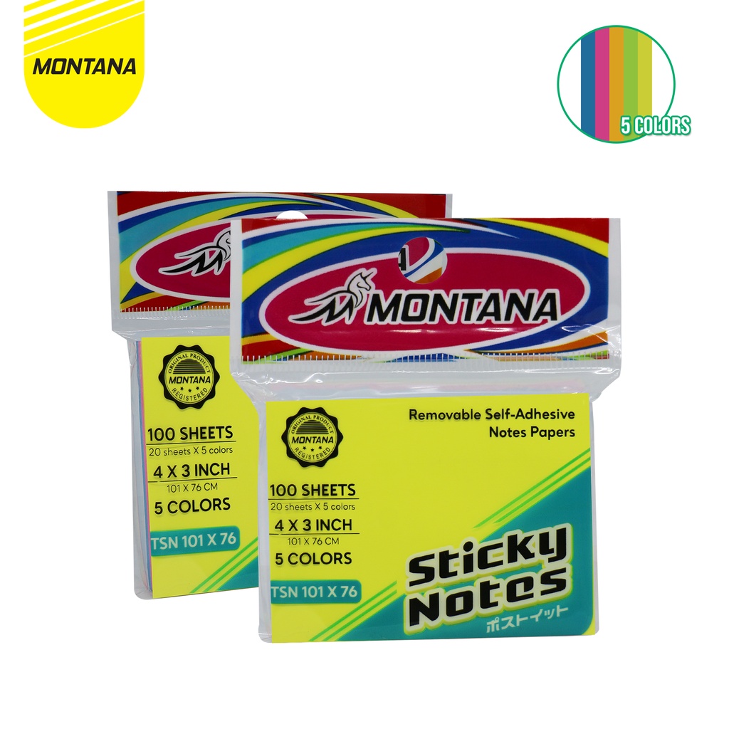 

MONTANA Sticky Note Kertas Memo Tempel 100 Sheet Notes Papers Mix Warna TSNX76