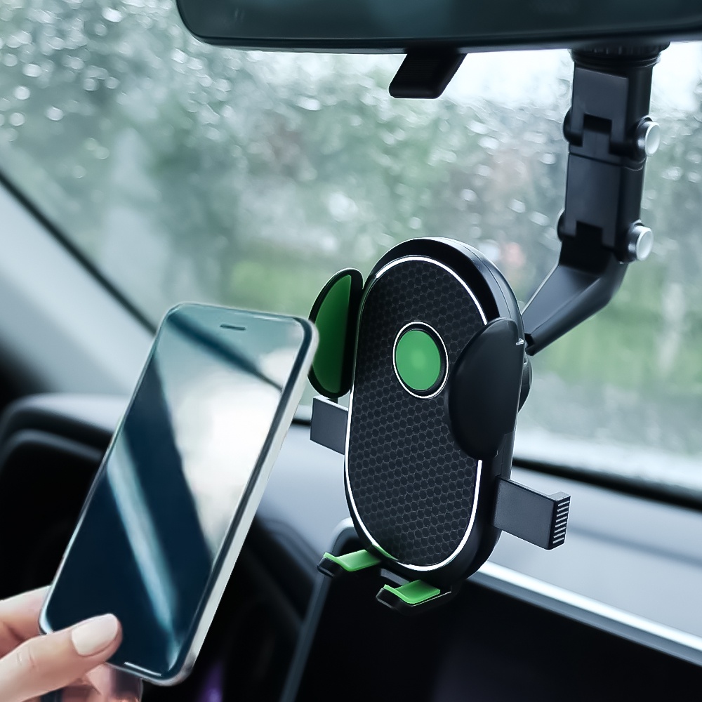 Holder Handphone Universal Multifungsi Dapat Berputar 360 Derajat ° Bracket Klip Mount Kaca Spion Tengah Mobil Rotasi Adjustable Holder Handphone