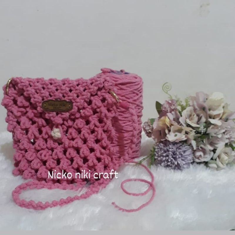 Mini sling bag macrame/tas macrame