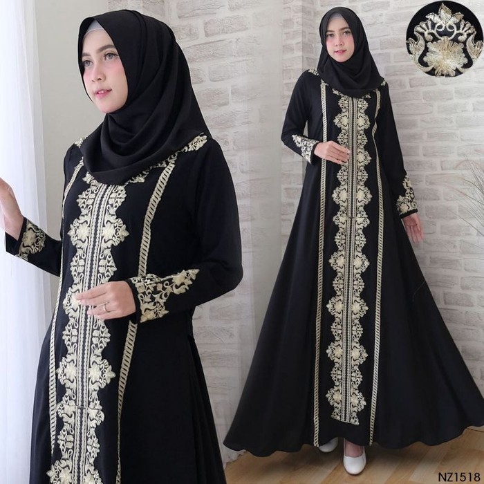GAMIS SYARI PREMIUM-ABAYA ASHAFA FIT TO XL BAJU TERBARU ABAYA PUTIH GAMIS IBU SYARI ORI - Hitam