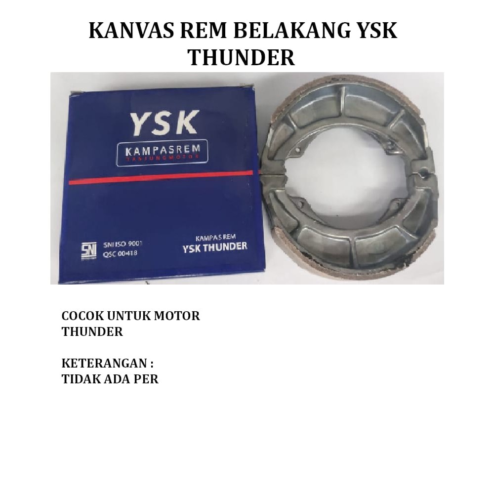 KANVAS / KAMPAS REM BELAKANG PIRODO TM YSK THUNDER Tanjung Motor ASLI ORI