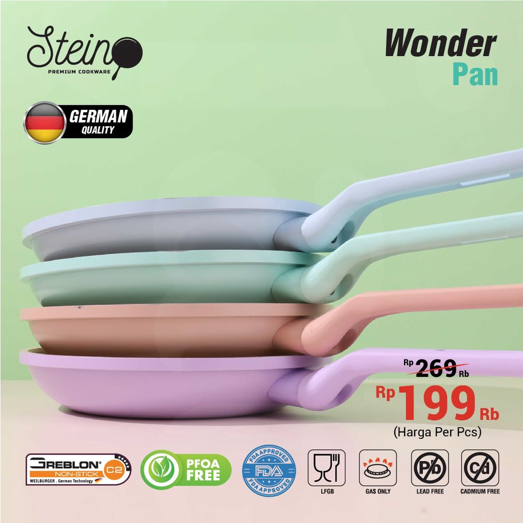 Stein Wonder Pan Frypan 20 cm Panci Anti Lengket German Greblon C2