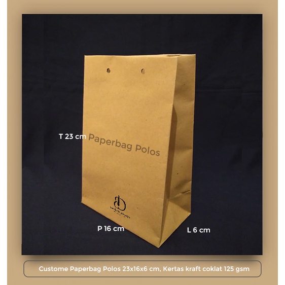 

Paper bag 10 pcs uk 23x16x6cm kraft coklat custome PO