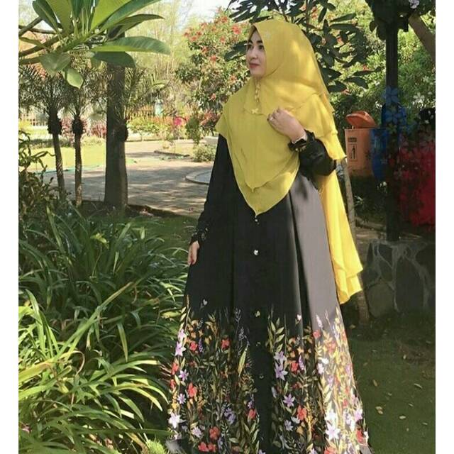 set gamis /dress rare blossom original seinaa hijab khimar 3 layer lv syari preloved/pl/second vgc