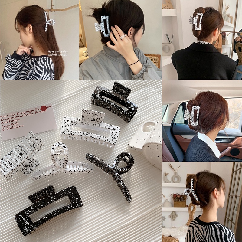 Cute Korean black and white splash ink women's hair clip