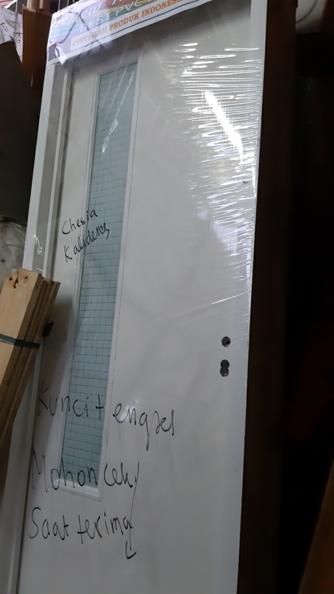 Pintu Kamar Mandi Pvc Kaca Es Handle Kunci Stainless Gagang Engkol Lever