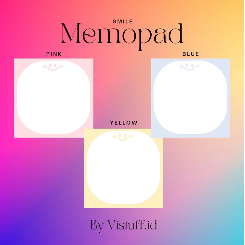 

[Vistuff.id] Smile memopad isi 10pcs ukuran 6,5×6,5cm memo print notes note book penpal kit journal