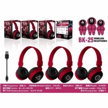 Headphone Bluetooth Bando Squid Game BK-25 Headset Gaming Support SD