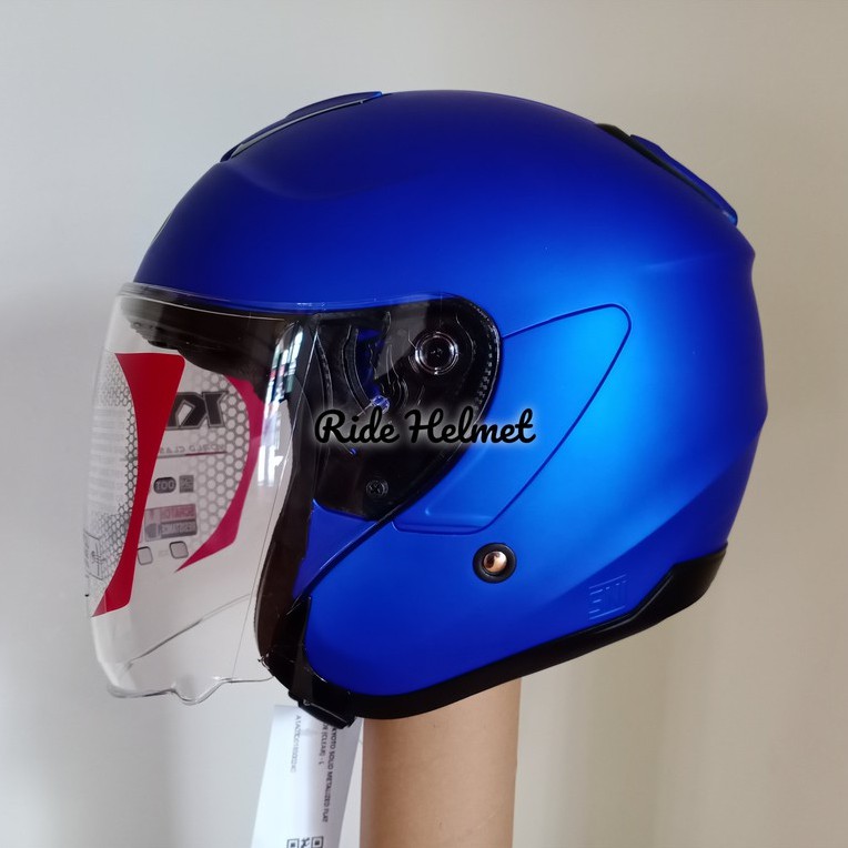 Helm Half Face KYT Kyoto Solid Metalized Flat Blue New Original Biru tua Doff Matt Polos