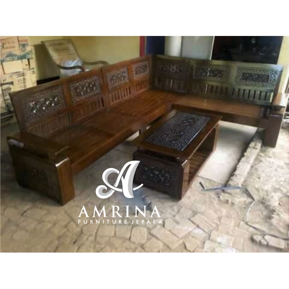 kursi tamu sudut minimalis, kursi tamu sudut jati, mebel jepara