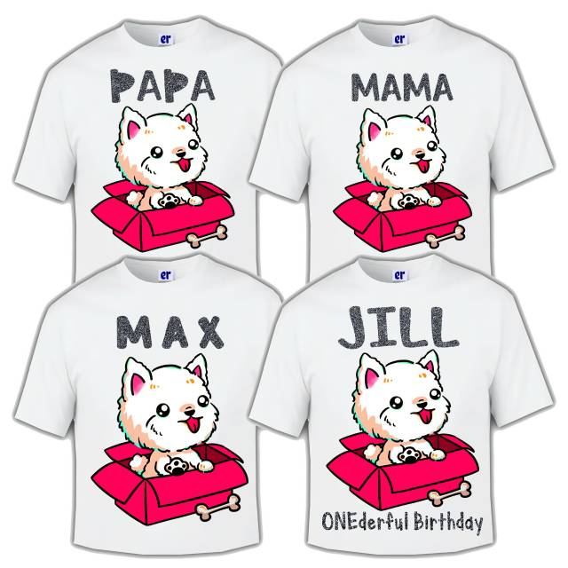 Kaos ultah couple keluarga, kaos custom bebas desain gratis cetak nama