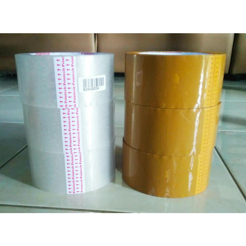 

Lakban Printech 48mm x 100yard Bening Coklat Tape Selotip OPP Isolasi