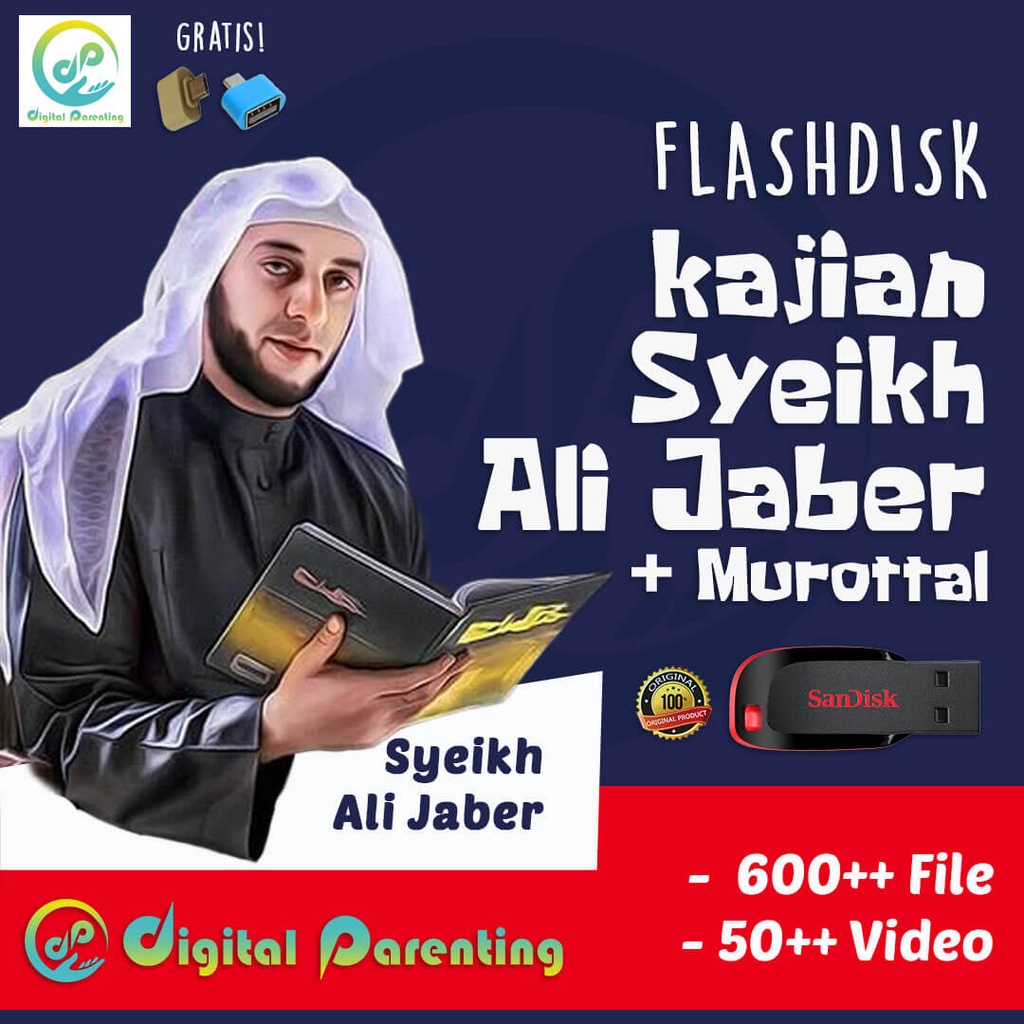 Flashdisk Ceramah Syeikh Ali Jaber 32GB Original 100% | 500+ File Video & MP3 | Bonus  OTG