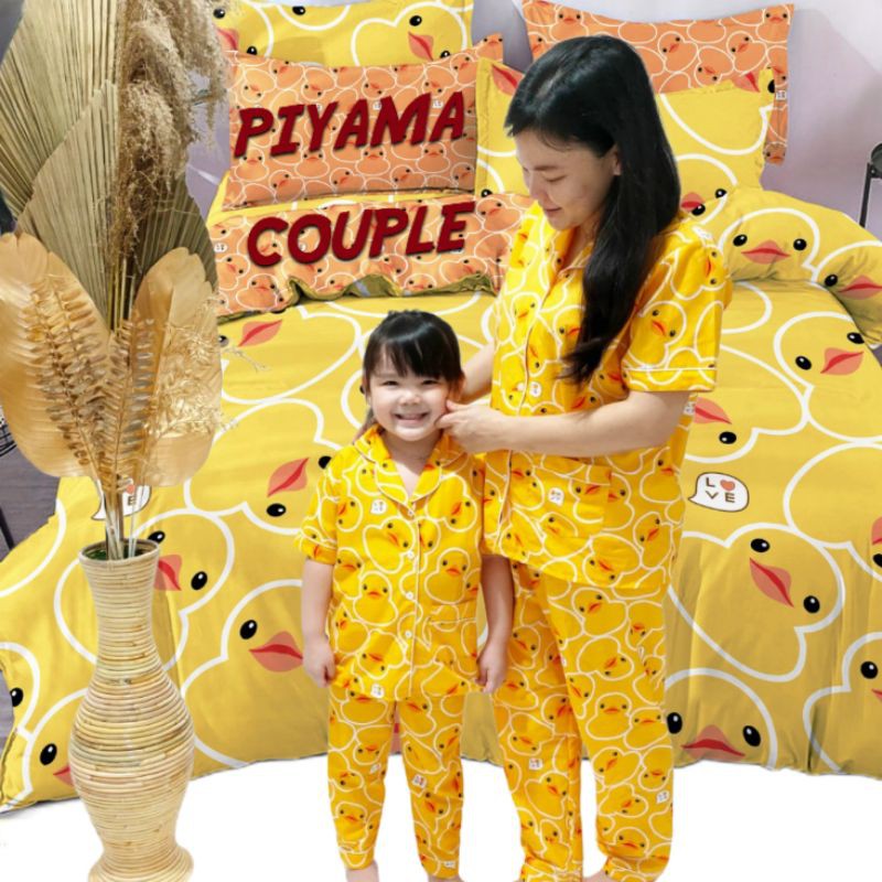 Piyama couple pasangan family keluarga stelan celana set baju tidur piyama