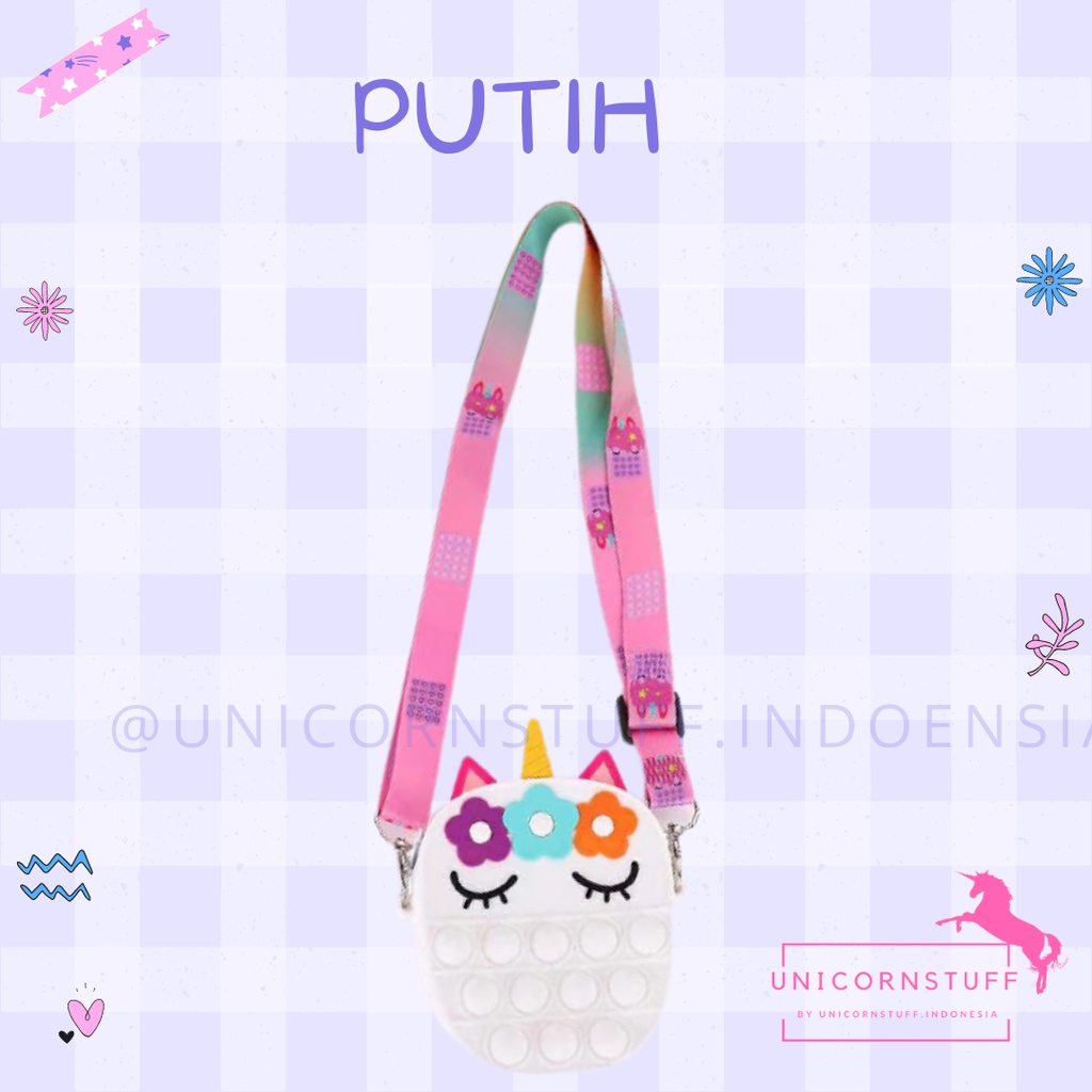 READY INDONESIA Tas Selempang Unicorn Anak Pop It Sling Bag Silicon Jelly Cewek Kado Ulang Tahun Perempuan