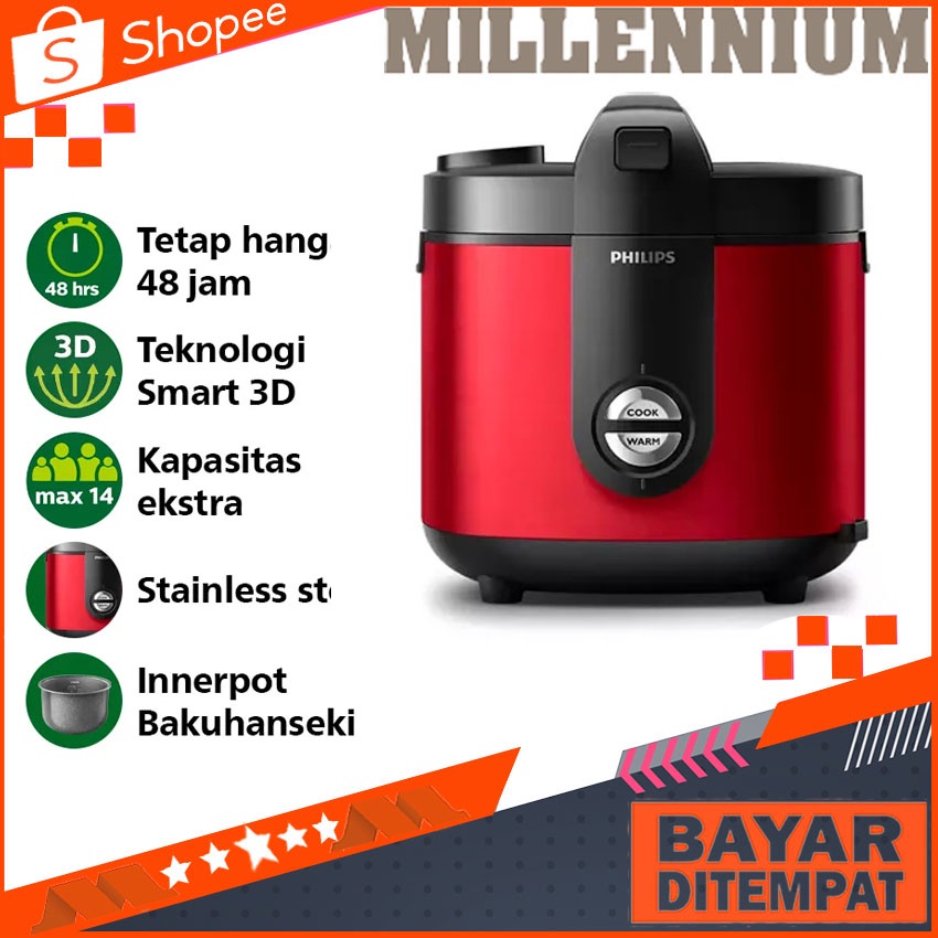 Philips HD 3138 Rice Cooker 3 Fungsi Kapasitas 2 Liter