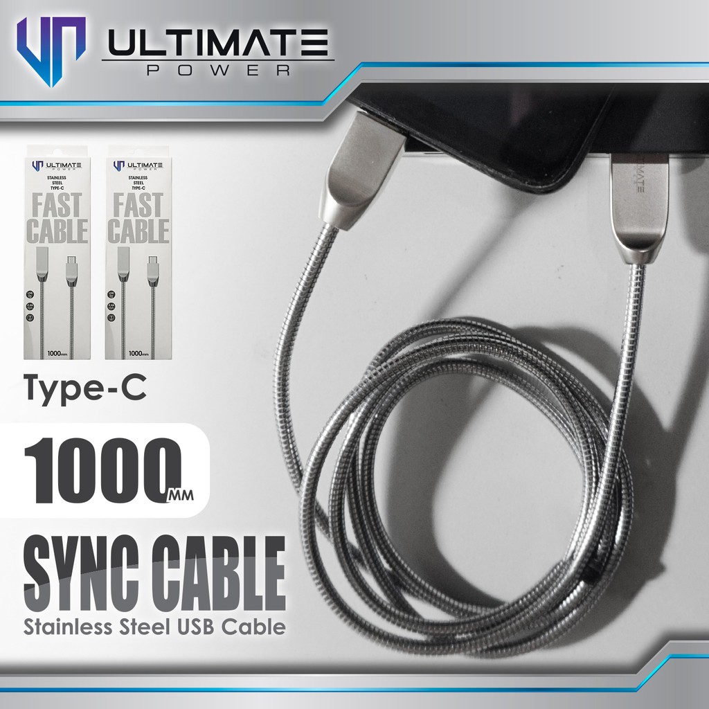 Data Cable Stainless Steel Type-C 1M Ultimate Power Original 100%