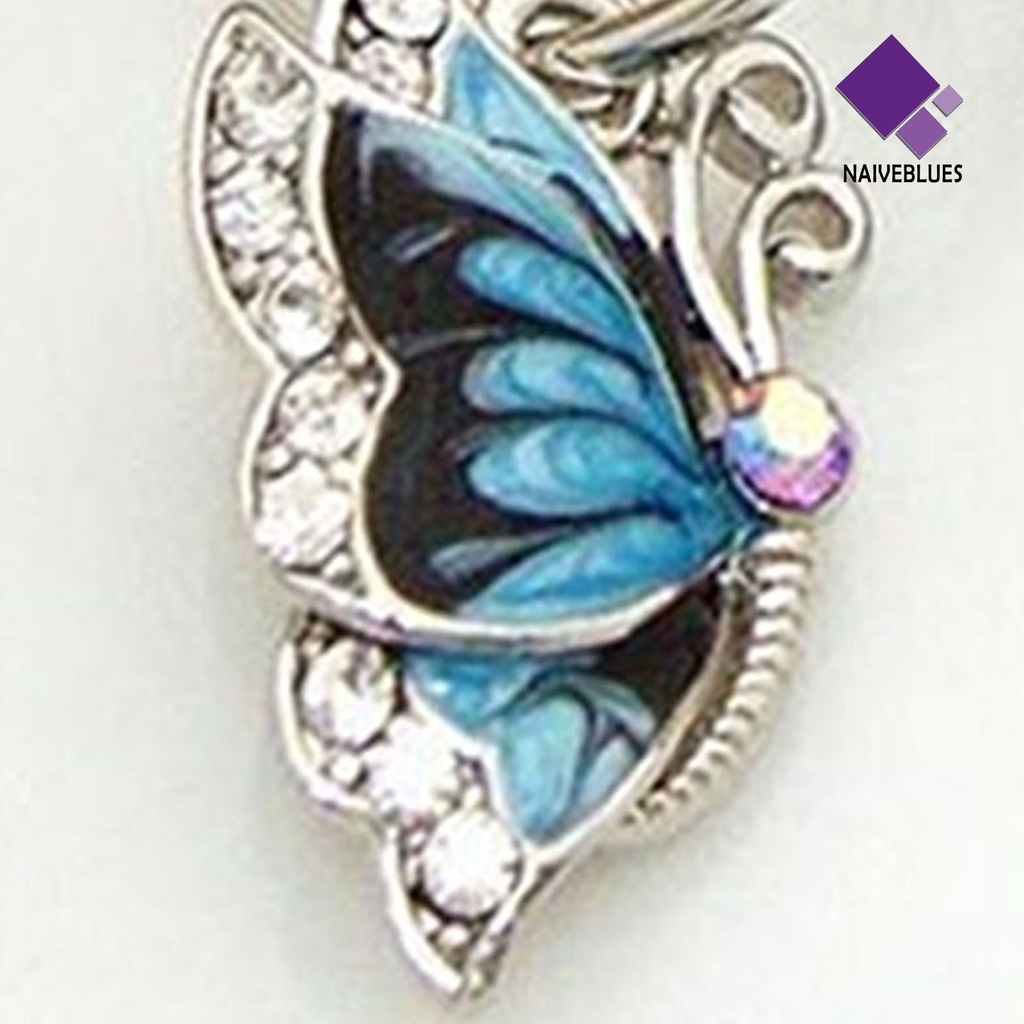 1 Pasang Anting Hoop Menjuntai Aksen Kristal Berlian Imitasi Warna Biru Untuk Wanita