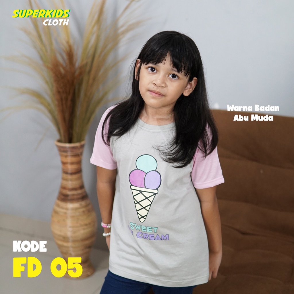 BAJU ANAK PEREMPUAN / KAOS ANAK PEREMPUAN / PAKAIAN ANAK CEWEK KAOS ANAK PEREMPUAN LENGAN PENDEK SWEETS ECER GROSIR SUPERKIDS CLOTH 1 - 11 TAHUN