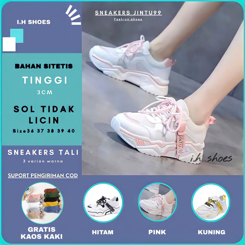 Sepatu Sneakers Snekers Snikers wanita terbaru kekinan Putih Korea Casual Olahraga sport wanita