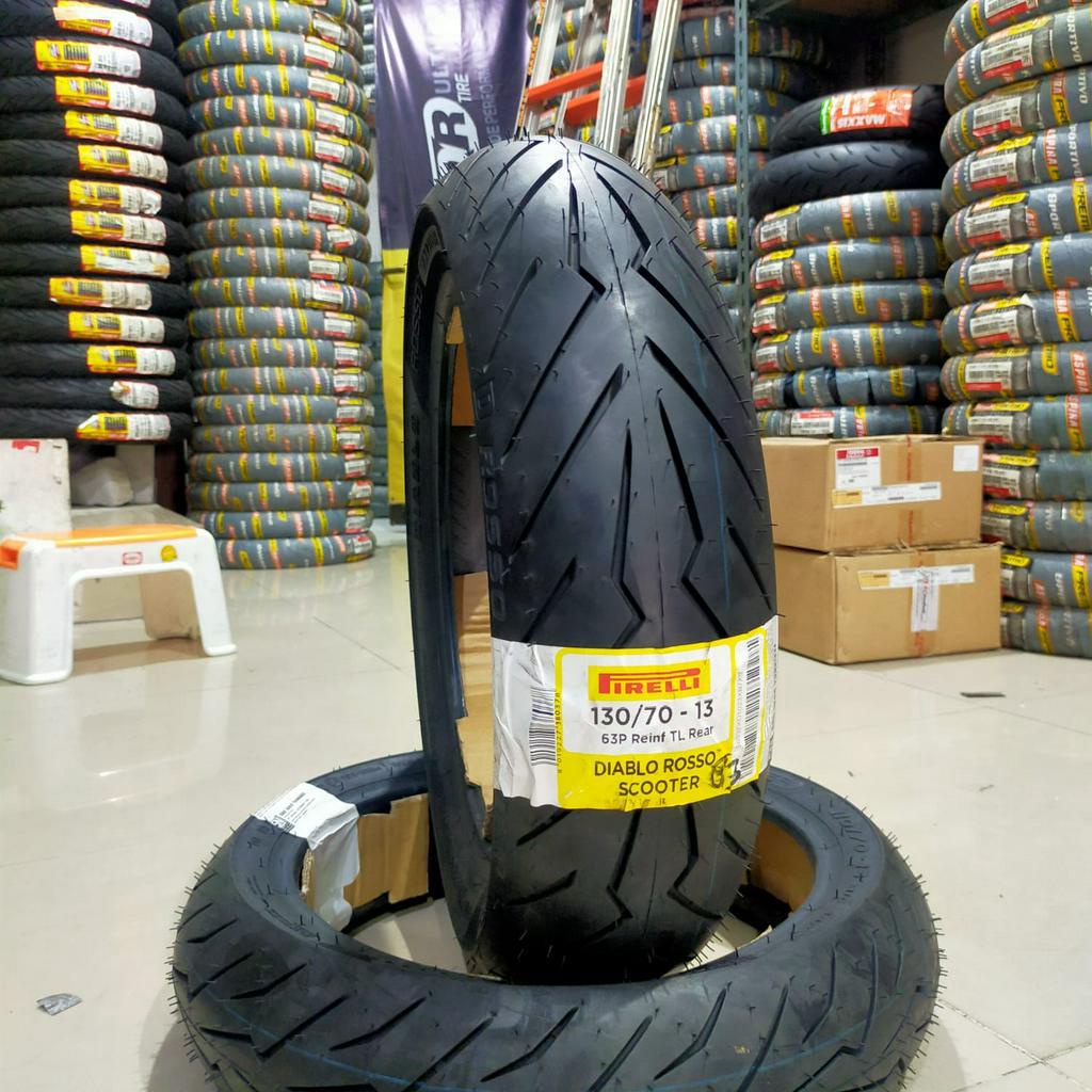 Ban Pirelli NMax 130/70-13 Diablo Rosso Scooter Tubeless Untuk Ban Belakang Nmax Bonus Pentil