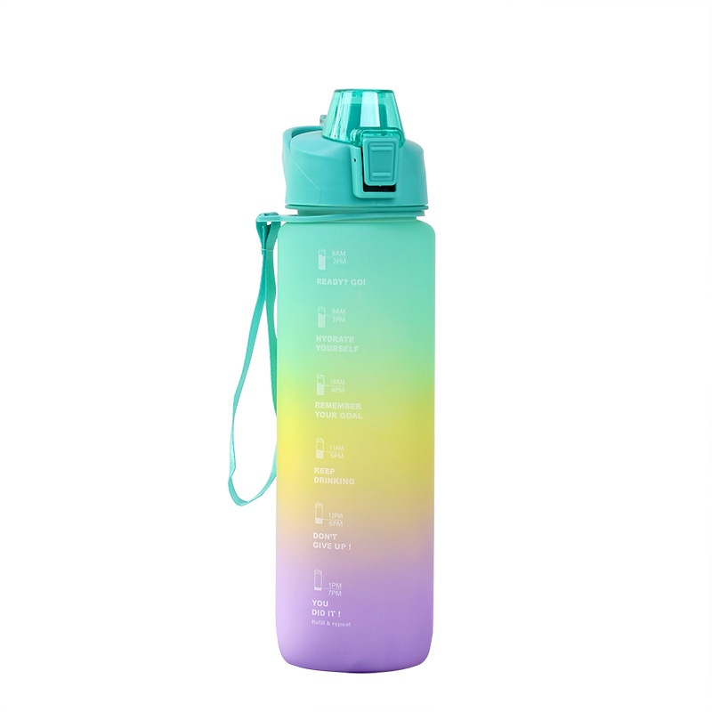 Terbaru Botol Minum Motivasi 1 liter Tutup Flip /Botol Minum Pastel 1 liter Drink Reminder/Botol Import