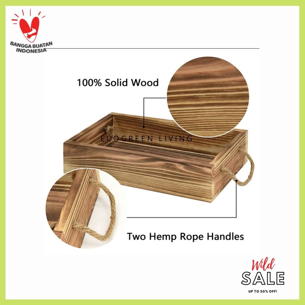 W-008 Mini wood crates kotak kayu burned, Wooden Tray , Toilet Tissue Holder Organizer Box