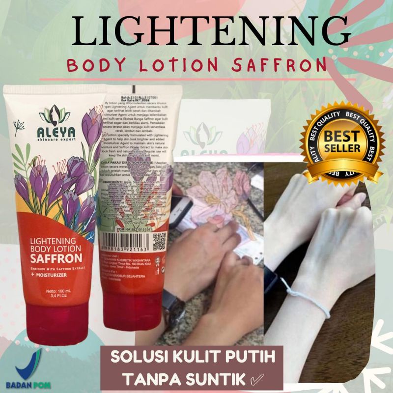 Lotion Pemutih Badan Saffron Hb Whitening Penghilang Luka Exfloating Ligtening Body Lotion Aleya