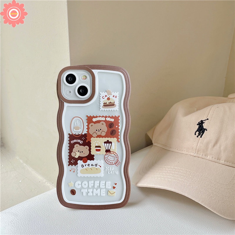 Soft TPU Case Vivo Y02 Y15s V25E V25 Y21 Y35 Y16 Y20 Y12 Y15 Y15A Y11 Y12i Y21s Y30 Y1s Y91 Y33T Y12s Y11s Y21T Y50 Y17 Y33s Y91C Y20s Y93 Casing Kopi Motif Kartun Beruang Retro Lovely