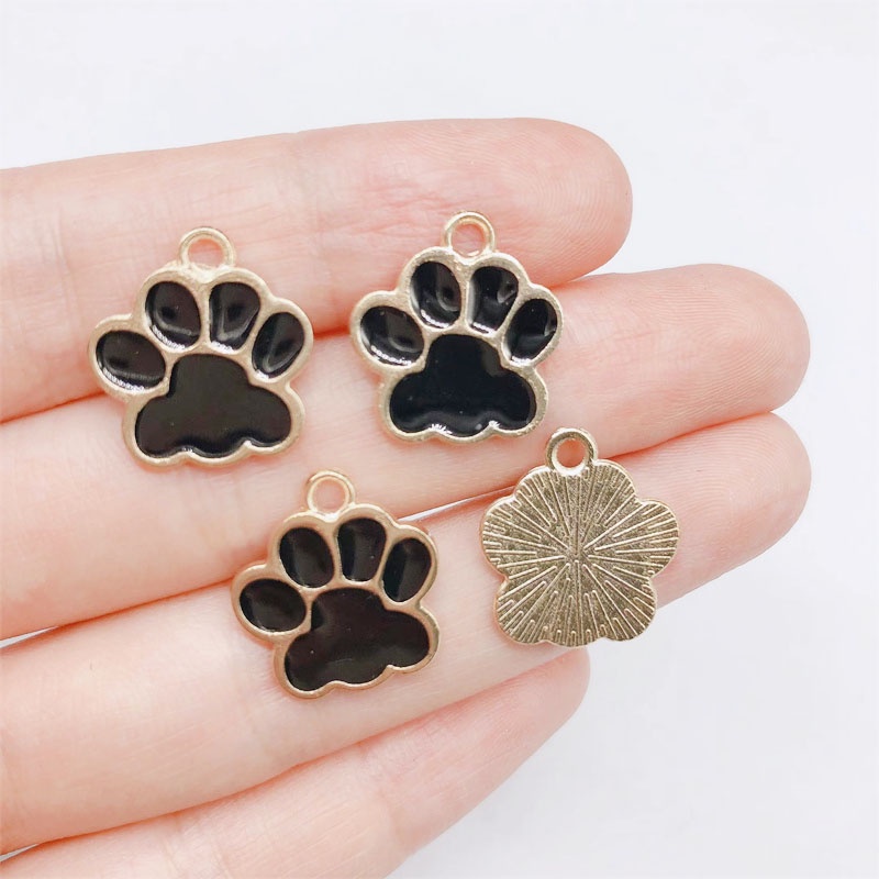 4pcs Liontin Enamel Bentuk Kaki Hewan Bahan Alloy Handmade Untuk Membuat Perhiasan