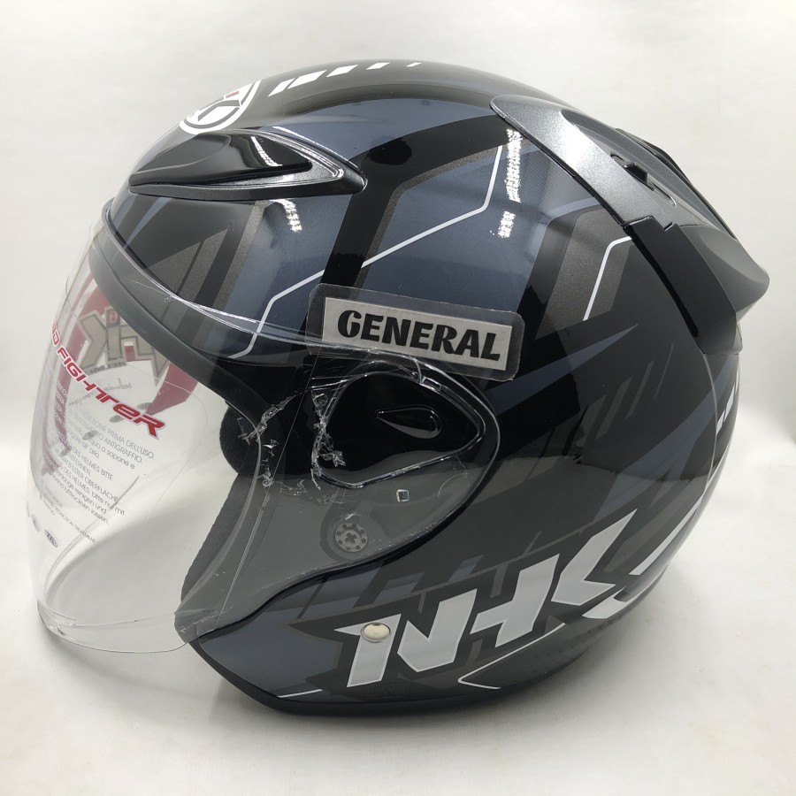 Helm NHK Half Face R6 Patrol Black Silver Glossy Single Visor SNI Dewasa Pria Wanita Helmet Original