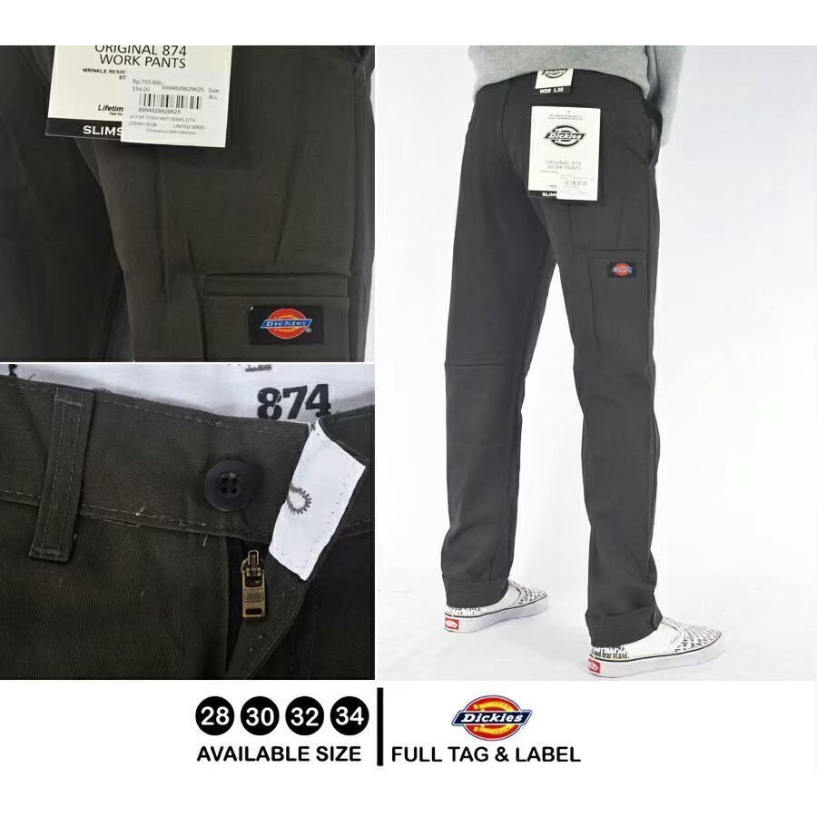 CELANA CHINO PANJANG DICKIES POCKET 873 ANKLE &amp; LONG PANTS - CELANA CHINO HITAM ABU HIJAU KREAM MOCA