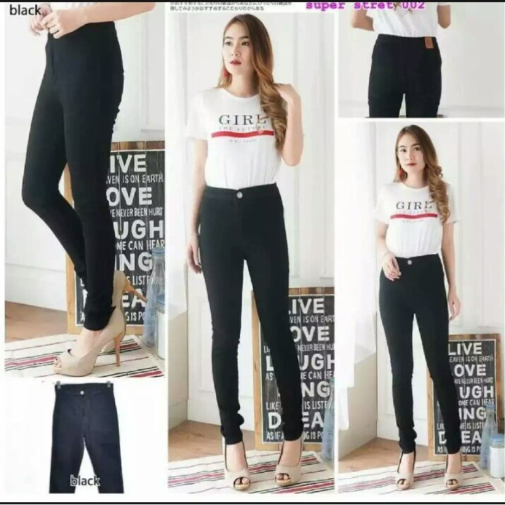 CELANA JEANS WANITA PINGGANG TINGGI FHASION/POINCLOTING