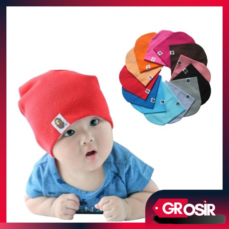 Grosir- T592 Topi Bayi Polos Warna / Baby Hat / Topi Bayi Warna / Topi Kupluk Bayi / Topi Rajut