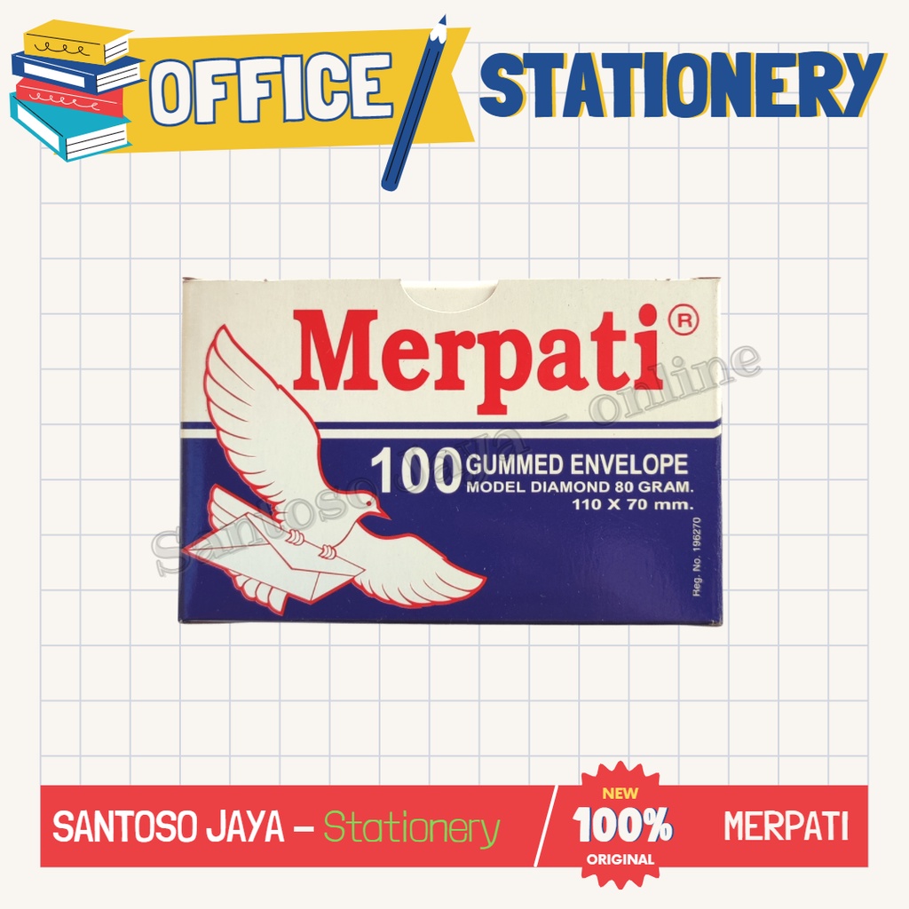 

Amplop Putih MERPATI Kecil Visit 80 gsm - Envelope 110 x 70 mm - 1 PAK