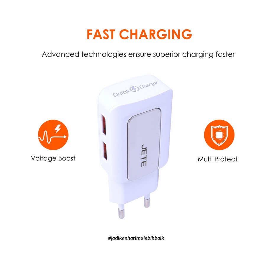 Kepala Charger | Adaptor Hp Fast Charger Dual Output JETE C10  - Garansi 2 Tahun